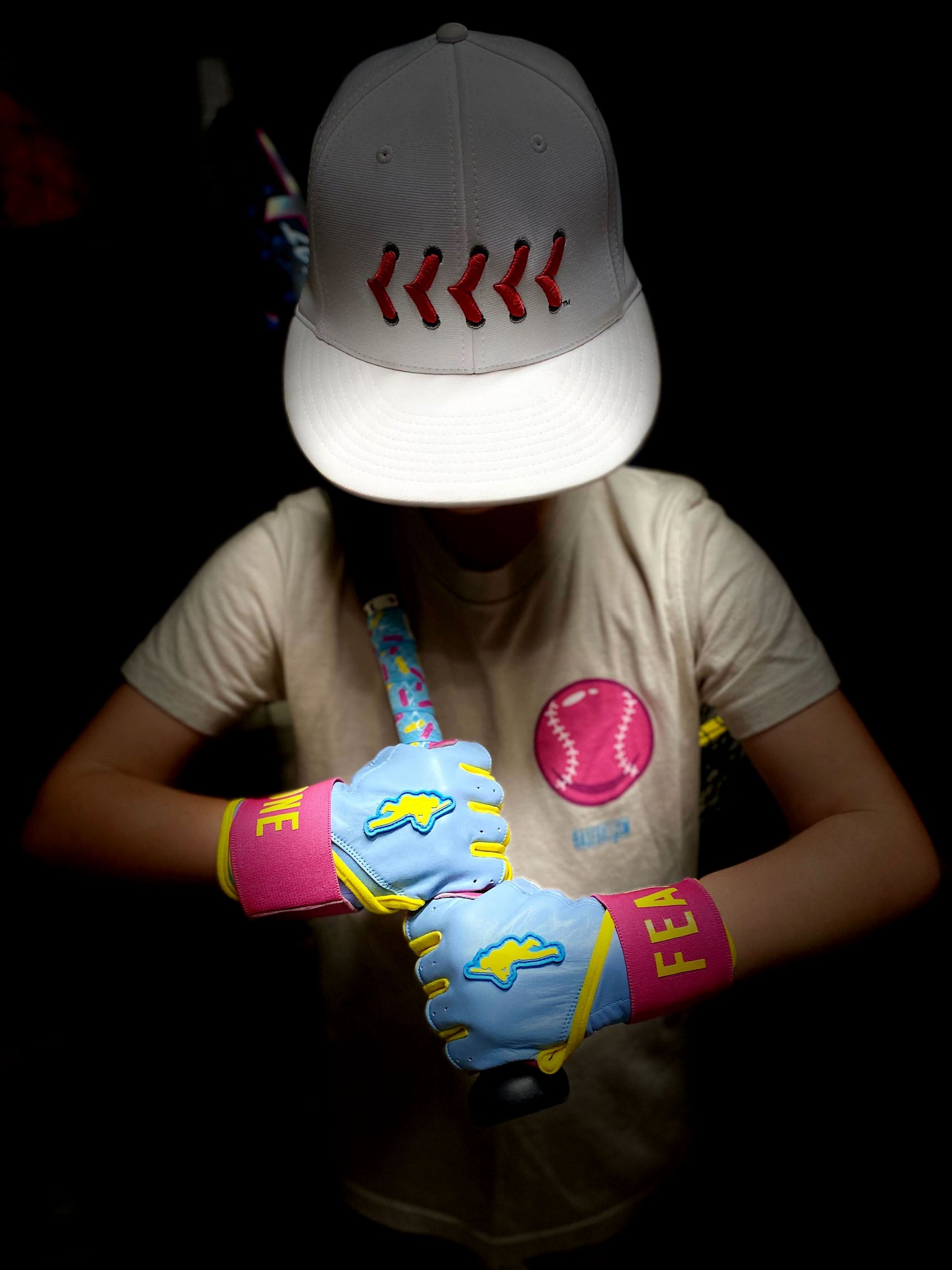 Caribbean Blue Long Cuff Batting Gloves